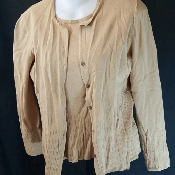 Caslon sleeveless tank blouse matching cardigan M - Picture 2 of 6